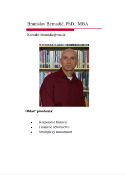 Branislav Bernadič, PhD., MBA
